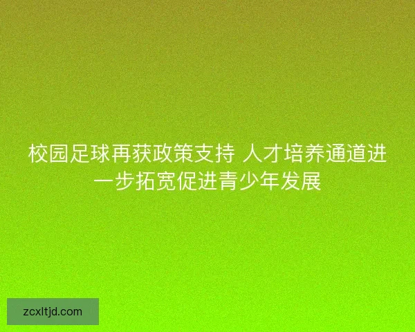 校园足球再获政策支持 人才培养通道进一步拓宽促进青少年发展