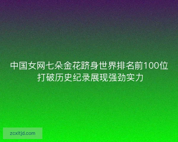 中国女网七朵金花跻身世界排名前100位 打破历史纪录展现强劲实力