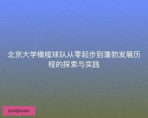 北京大学橄榄球队从零起步到蓬勃发展历程的探索与实践