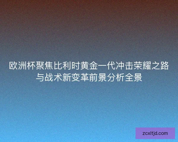 欧洲杯聚焦比利时黄金一代冲击荣耀之路与战术新变革前景分析全景