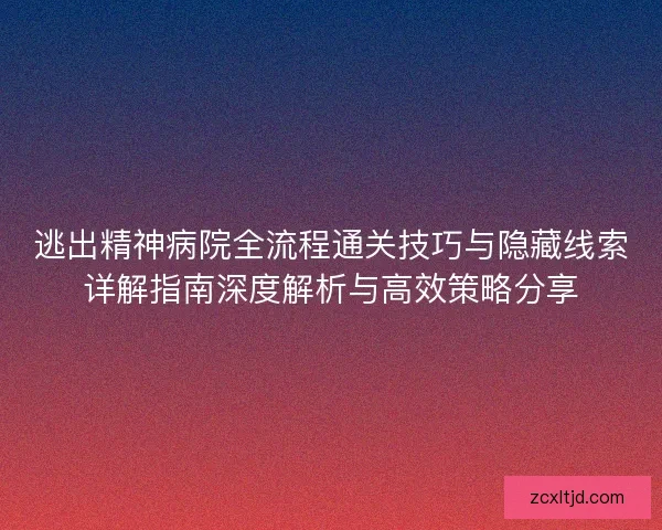 逃出精神病院全流程通关技巧与隐藏线索详解指南深度解析与高效策略分享