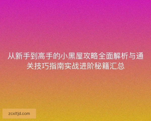 从新手到高手的小黑屋攻略全面解析与通关技巧指南实战进阶秘籍汇总 从新手到高手的小黑屋攻略全面解析与通关技巧指南实战进阶秘籍汇总